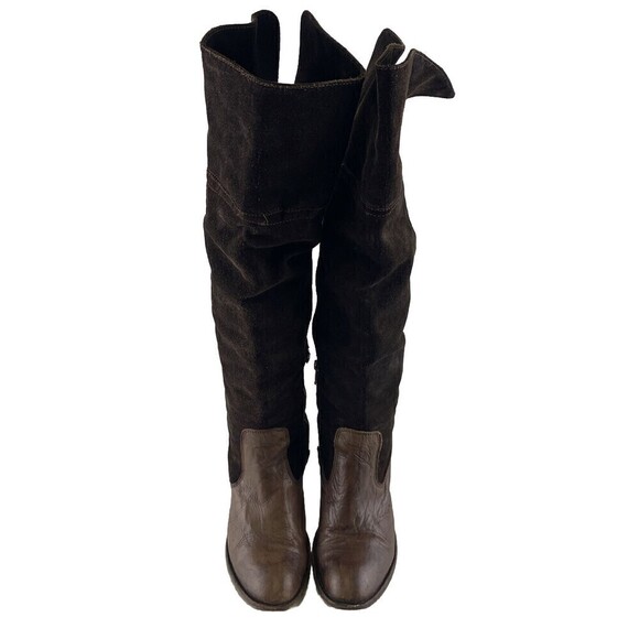 BOGO Miz Mooz Brown Suede Over Knee Heel Boot Mid Zip Pull On Leather 38 7.5-8 - Picture 3 of 16